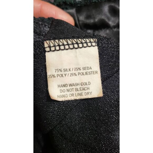 Timing black halter embroidery silk blouse L - Picture 7 of 8